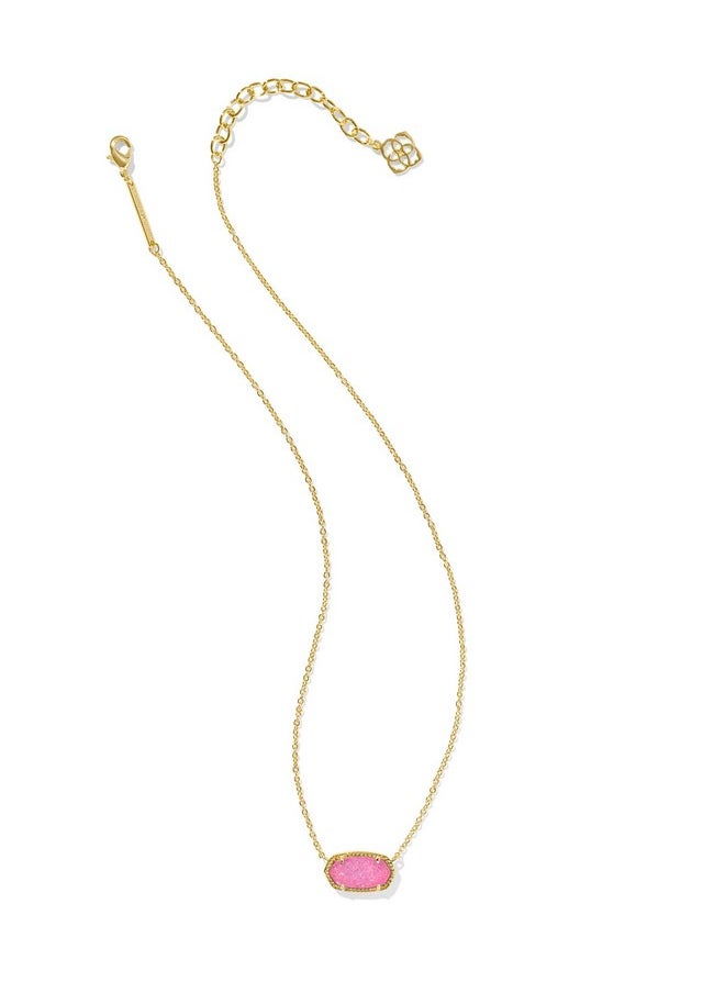 Kendra Scott Kendra Scott Elisa Necklace in 14k Gold-Plated Brass, Hot Pink Drusy, Fashion Jewelry for Women  - Image 2