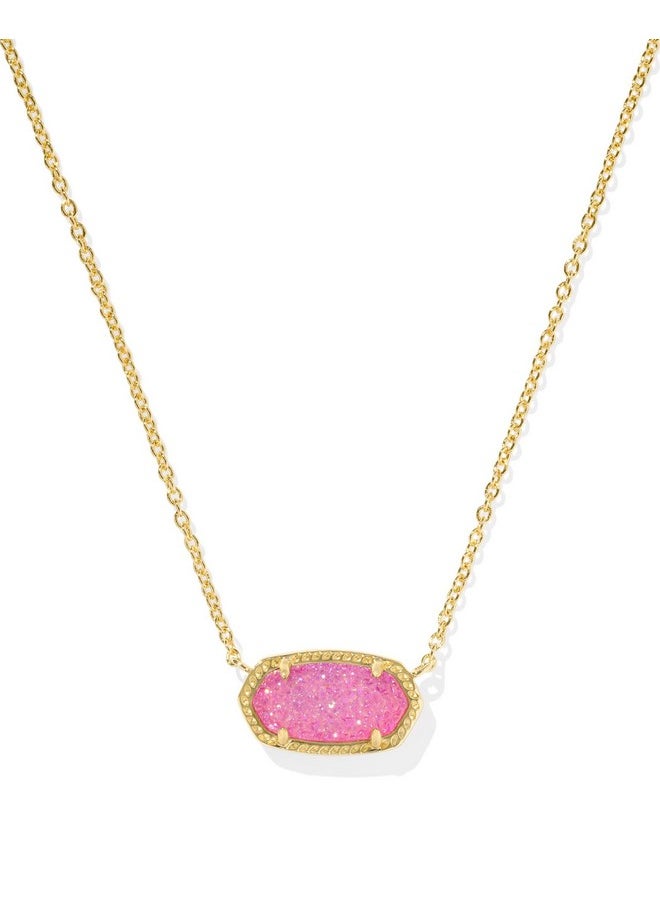 Kendra Scott Kendra Scott Elisa Necklace in 14k Gold-Plated Brass, Hot Pink Drusy, Fashion Jewelry for Women  - Image 1