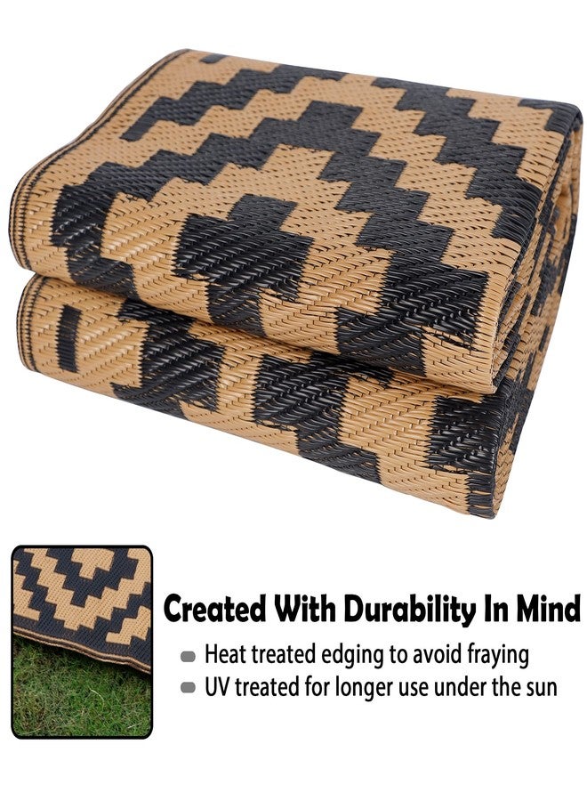 SAND MINE Plastic Straw Modern Area Large Floor Mat and Rug (Black & Brown,5x 8In) - Image 3