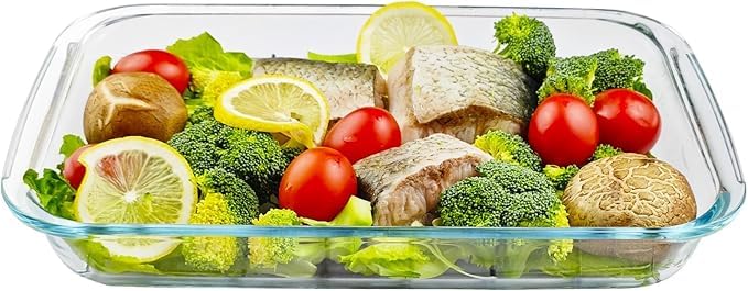 Femora Classic Borosilicate Glass Baking Tray for Kitchen | 1500 ml | Baking Dish | Serving Bowl | Oven & Microwave, Dishwasher and Freezer safe | Rectangle | Transparent | Glass Bowl Container - Image 5