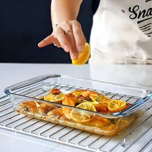 Femora Classic Borosilicate Glass Baking Tray for Kitchen | 1500 ml | Baking Dish | Serving Bowl | Oven & Microwave, Dishwasher and Freezer safe | Rectangle | Transparent | Glass Bowl Container - Image 4