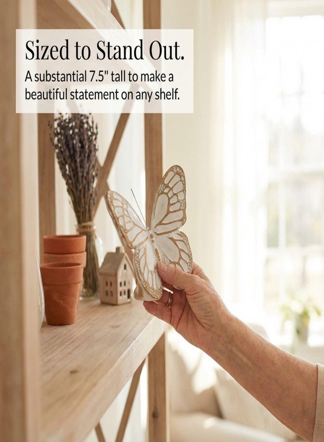 The Bridge Collection 7.5" White Washed Butterfly Figurines - White Home Decor - Butterflies for Cottage, Spring, or Garden Decor - Styles Vary - Image 3