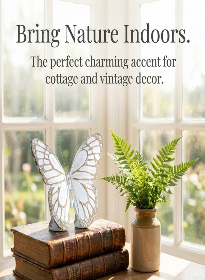 The Bridge Collection 7.5" White Washed Butterfly Figurines - White Home Decor - Butterflies for Cottage, Spring, or Garden Decor - Styles Vary - Image 2