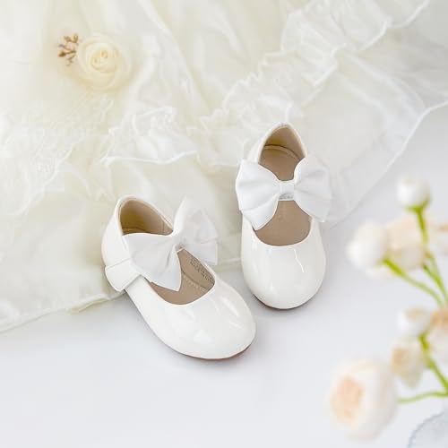 Otter MOMO Toddler/Little Girls Flower Girl Ballerina Flats Shoes Slip-on School Party White Dress Shoes Size 11 - Image 5
