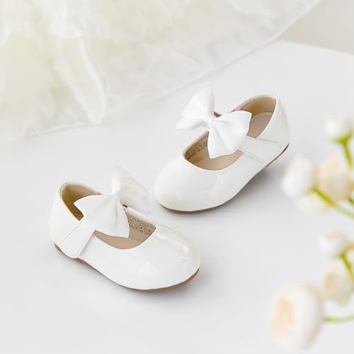 Otter MOMO Toddler/Little Girls Flower Girl Ballerina Flats Shoes Slip-on School Party White Dress Shoes Size 11 - Image 4