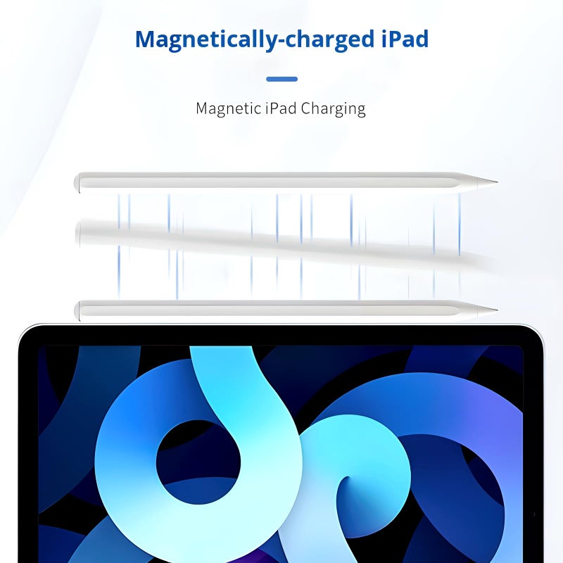 Stylus Pen compatible with iPad, battery level display, Brand new upgrade magnetic dual charging White, 2X Fast Charge compatible with Apple Pen for 2018-2025 Magnetic Charging (494) - Image 5