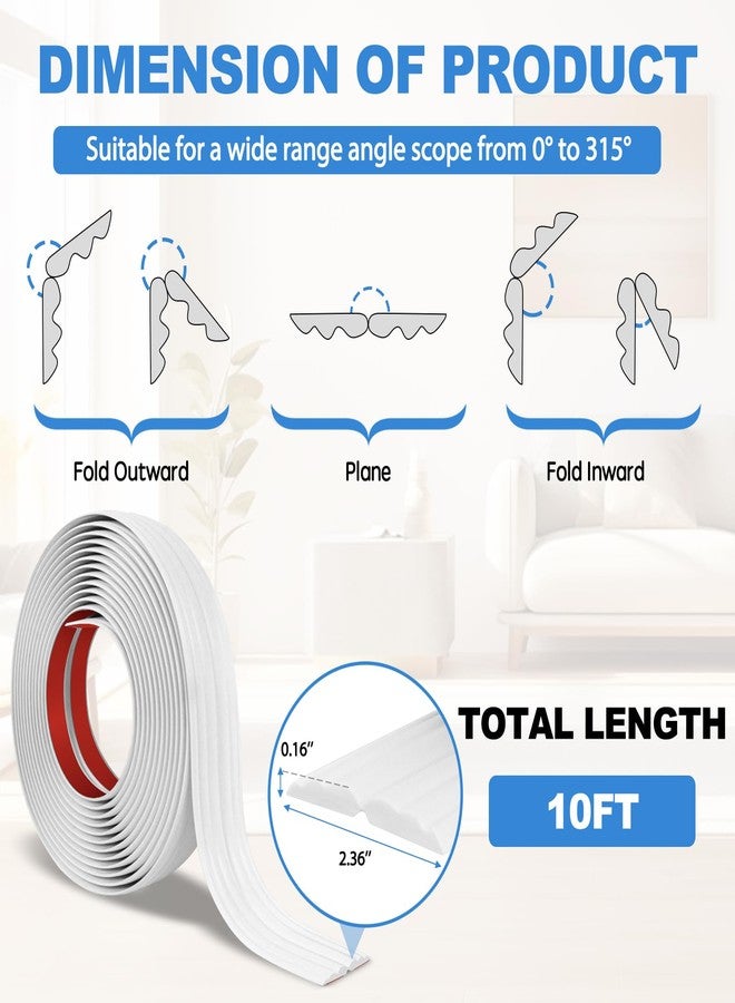 Heonay Wall Corner Protector Peel and Stick Corner Trim Molding Flexible Inside & Outside Wall Edge Guard Self Adhesive Moulding Trim for Edge Use, White, 2.3” W x 10’ L - Image 5