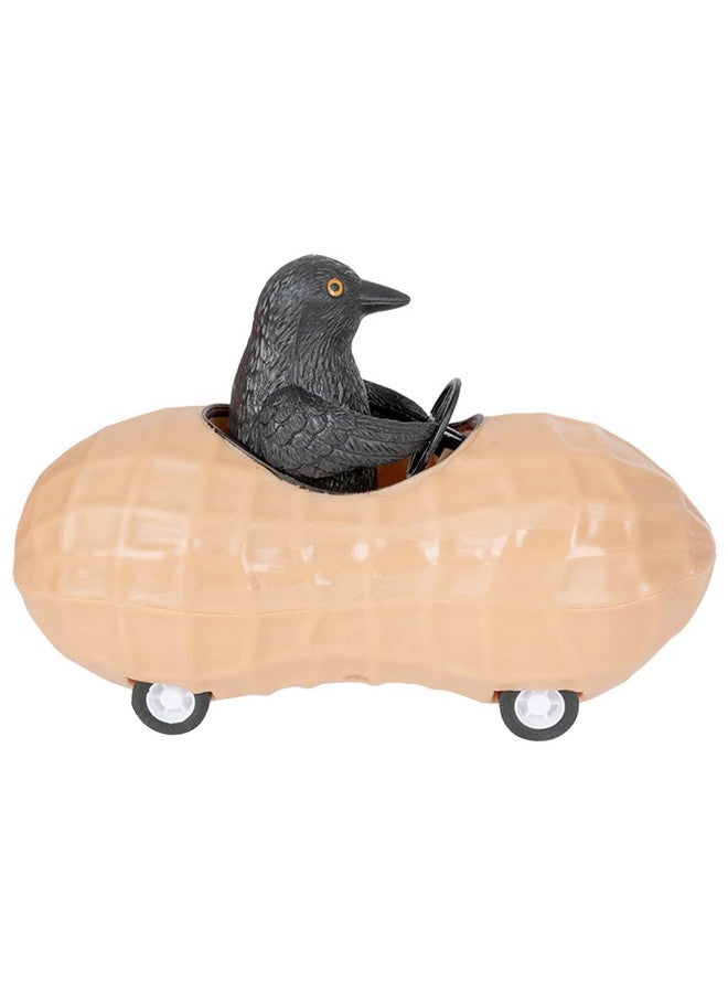 Accoutrements Archie McPhee Black Crow in a Peanut Pull Back Novelty Toy Car: A Nutty Adventure for Corvid Enthusiasts - 5" Soft Vinyl and Plastic Toy - Image 1