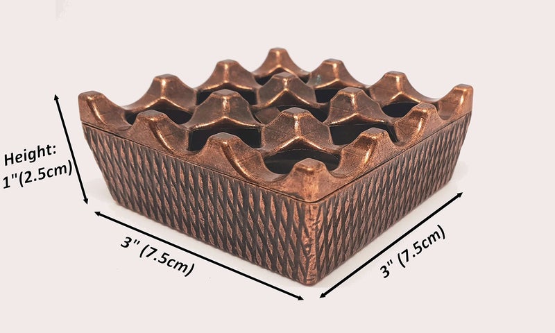 DLK - Modern Design Metal 9 Hollow Grid Cigarette Ashtray - Indoor or Outdoor Cigarette Ashtray - Ash Container for Smoker - Ash tray is Made Grid Lid and as Aluminum Body, Copper - Image 2