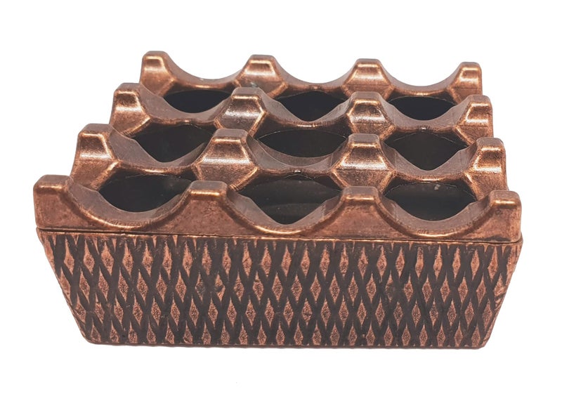 DLK - Modern Design Metal 9 Hollow Grid Cigarette Ashtray - Indoor or Outdoor Cigarette Ashtray - Ash Container for Smoker - Ash tray is Made Grid Lid and as Aluminum Body, Copper - Image 1
