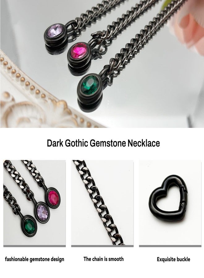 EverGlimp Heart Slip Chain Necklace for Women, Gold Cuban Chain with Removable Heart O-Ring, Sparkling Crystal Pendant, Adjustable Y-Necklace, Dainty Statement Jewelry. (Black-Red) - Image 5