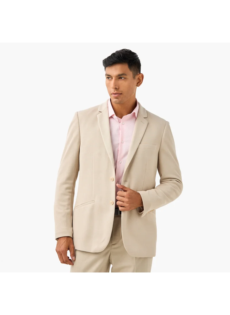 Iconic Iconic Textured Blazer with Button Closure and Front Pocket