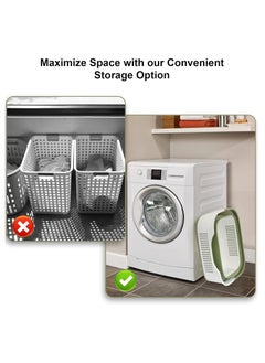 XVersion Laundry Basket Large Foldable 40L with Handle, Collapsible Handled Plastic Washing Clothes Laundry Bin Container, Multi purpose Organizer Storage Washing Basket for Home - Green  - Image 4