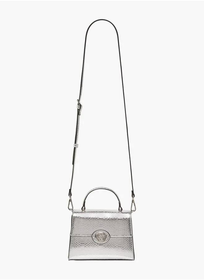 سيليست Women's Embossed Satchel Bag with Detachable Strap and Top Handle Ramadan Collection