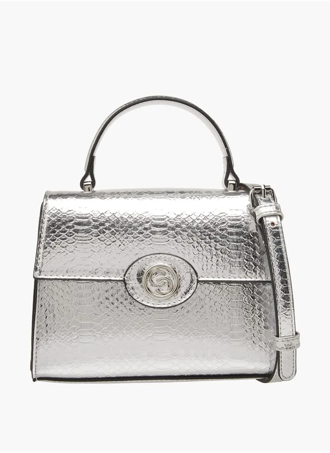 سيليست Women's Embossed Satchel Bag with Detachable Strap and Top Handle Ramadan Collection