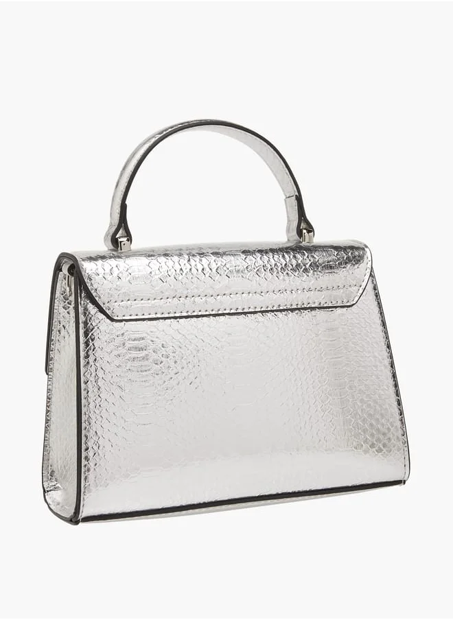 Celeste Women's Embossed Satchel Bag with Detachable Strap and Top Handle Ramadan Collection