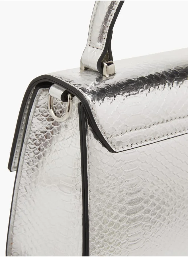 Celeste Women's Embossed Satchel Bag with Detachable Strap and Top Handle Ramadan Collection