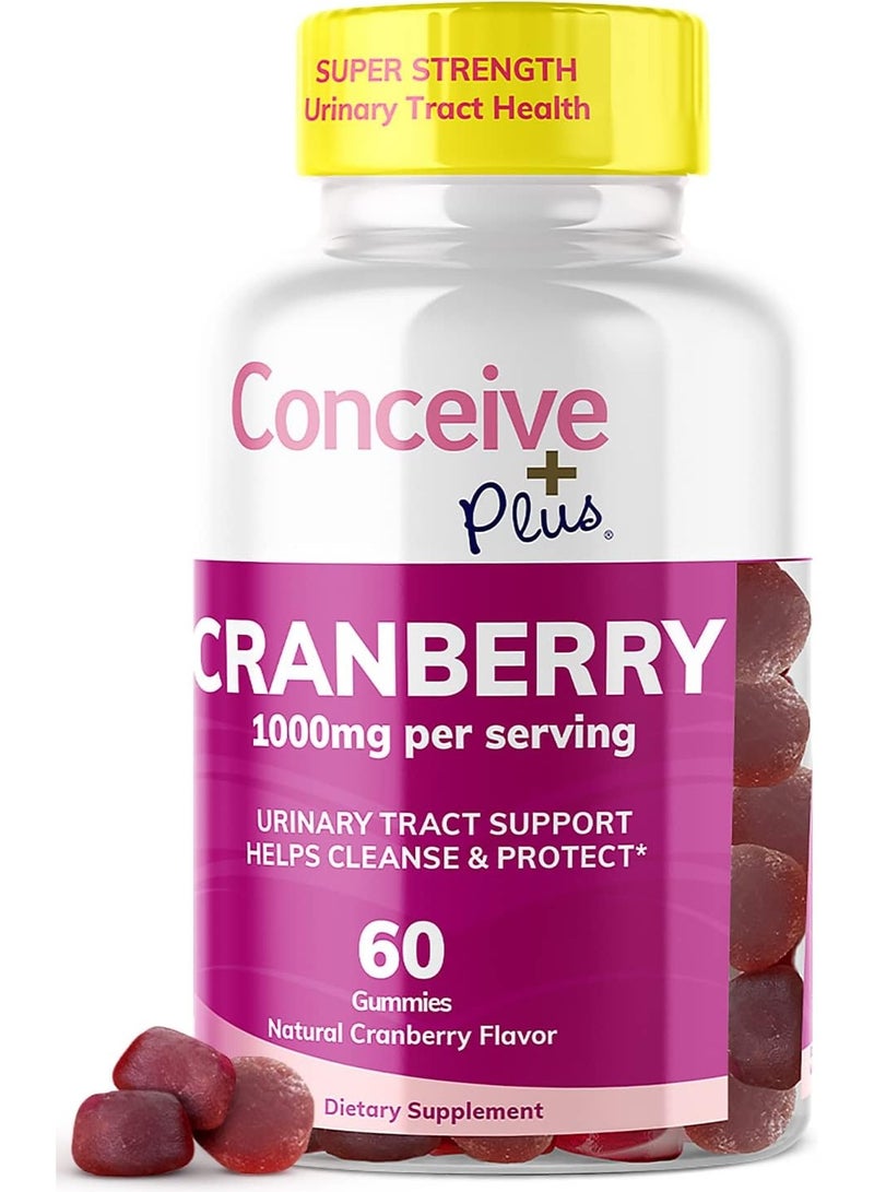 Conceive Plus Cranberry Gummies - 1000mg Strength Cranberry Gummy Vitamins, Urinary Health, 60 Gummy Count, 30 Day Supply - Image 1
