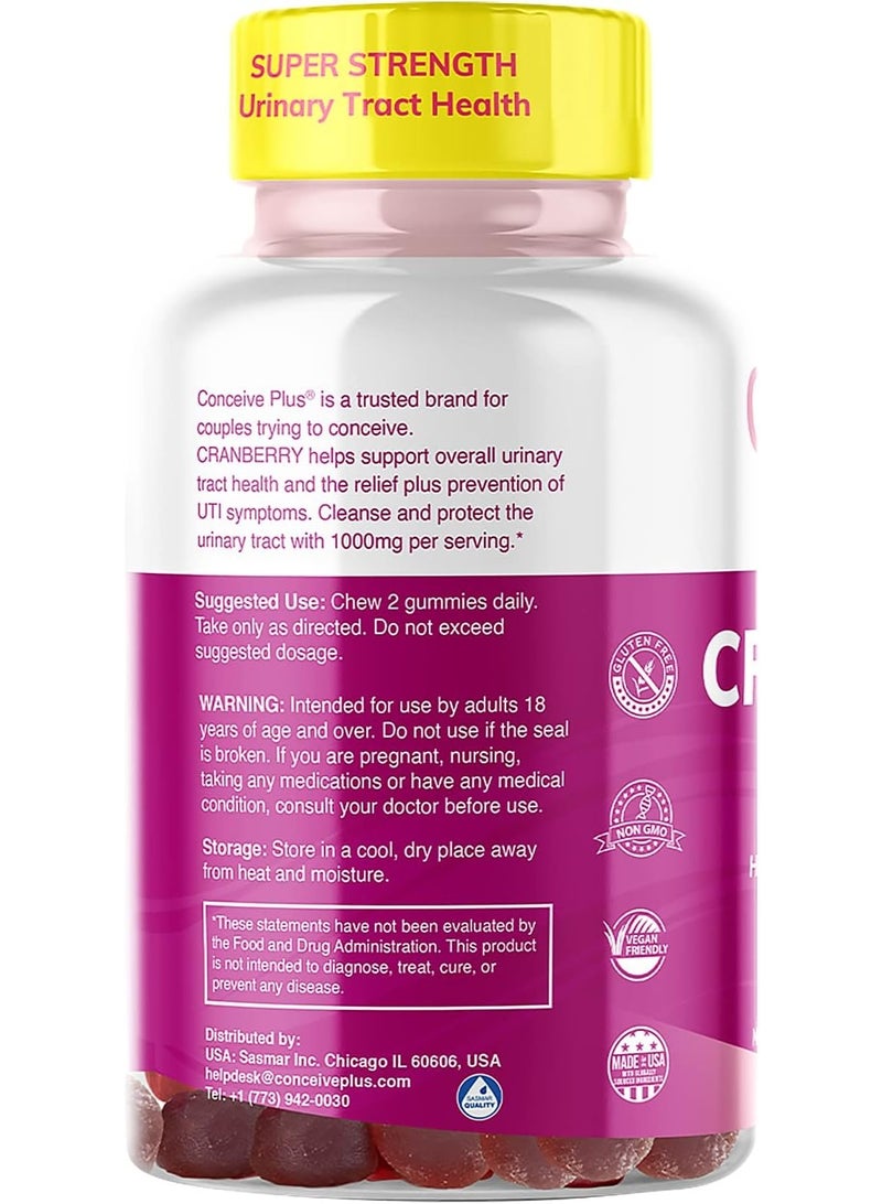 Conceive Plus Cranberry Gummies - 1000mg Strength Cranberry Gummy Vitamins, Urinary Health, 60 Gummy Count, 30 Day Supply - Image 2