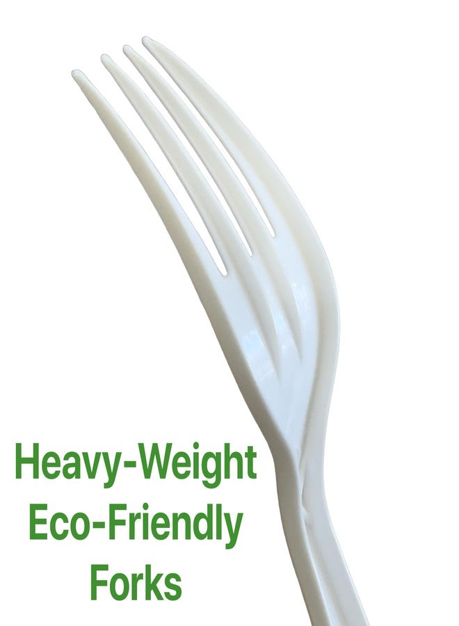 Pokanic Plastic [Fork x 125 Pack] Utensils Silverware Wrapped Bulk Pack Disposable Cutlery Party Supply Heavy Duty Forks (125 Pack, White - Fork) - Image 5