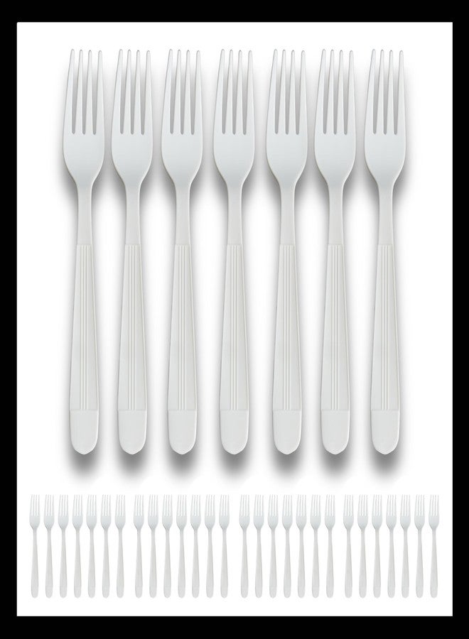 Pokanic Plastic [Fork x 125 Pack] Utensils Silverware Wrapped Bulk Pack Disposable Cutlery Party Supply Heavy Duty Forks (125 Pack, White - Fork) - Image 1