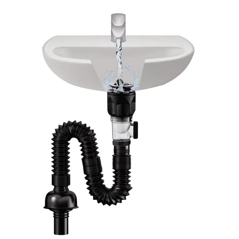 MVM Enterprise Retractable Sink Water Drain Pipe Sink Drain Pipe Expandable Pipe P Trap Flexible Sink Drain Pipe Flexible Sink Drain Tubing for AntiOdor Bathroom Kitchen Sink Drain Garbage Disposal - Image 1