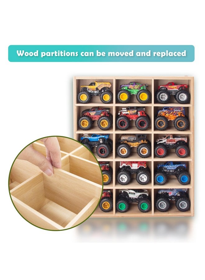 KISLANE Wood Monster Trucks Display Case, 15-Slot Organizer for Monster Trucks Storage - Detachable Shelves, Wall-Mountable with Hanging Screws Included (Wood) - Image 4