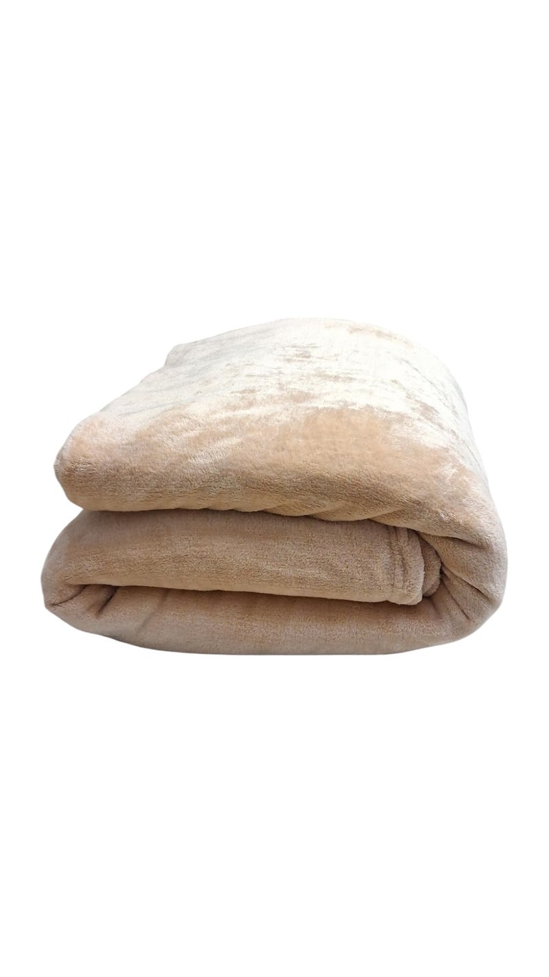 CHANDRAVATI Plush Reversible Dohar Blanket | Lightweight 200 GSM Summer Blanket for Single Bed | Soft Cozy Bedding for Sofa, Couch, Travel & Camping | Beige Color, Single - Image 4