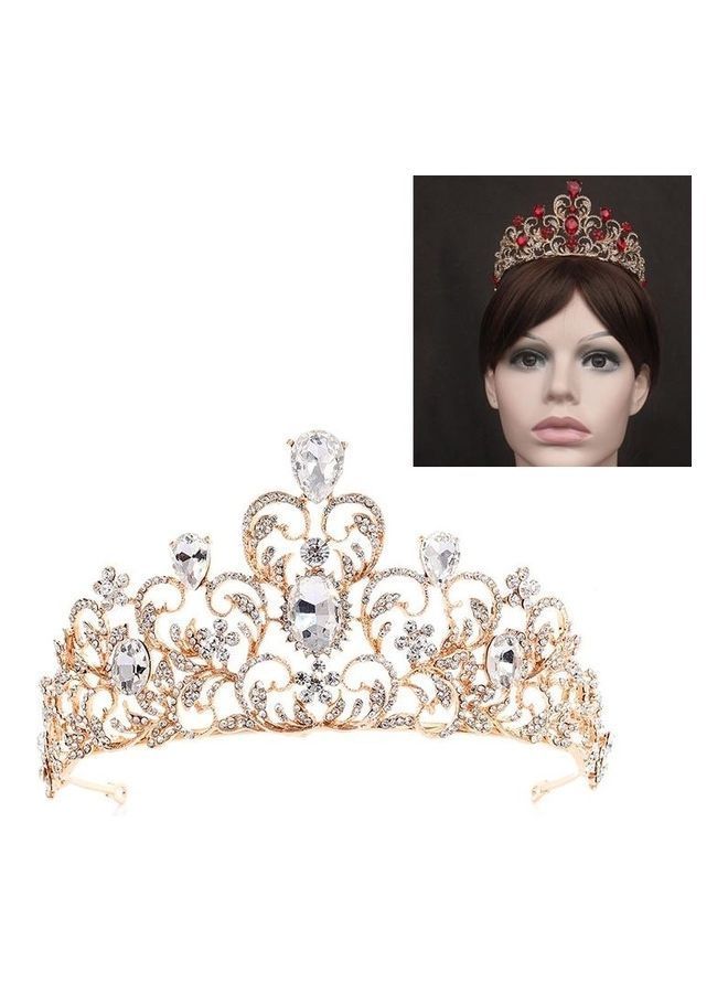 NIBEMINENT Crystal Wedding Crown Bride Headband Accessories Hair Jewelry Ornaments Gold/White - Image 1