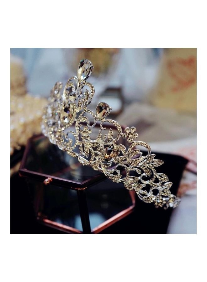 NIBEMINENT Crystal Wedding Crown Bride Headband Accessories Hair Jewelry Ornaments Gold/White - Image 3
