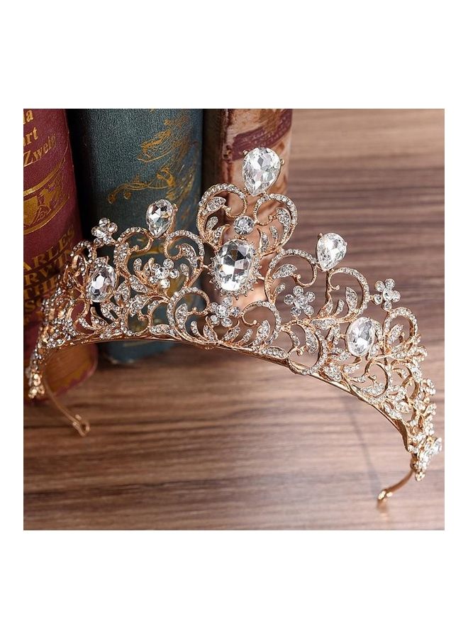NIBEMINENT Crystal Wedding Crown Bride Headband Accessories Hair Jewelry Ornaments Gold/White - Image 4