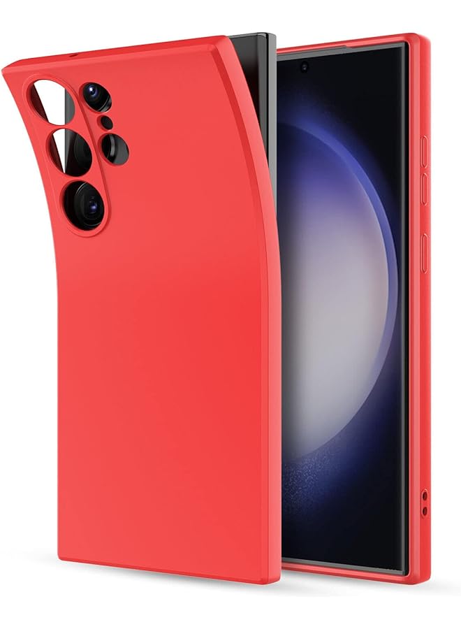 إيروريكس جراب TPU مرن ناعم مع بطانة ناعمة بلون غير لامع مع حماية للكاميرا متوافق مع Samsung Galaxy S23 Ultra أحمر - Image 1