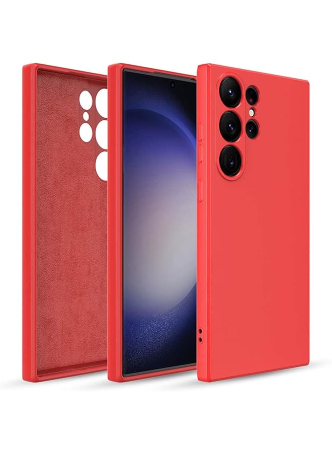 إيروريكس جراب TPU مرن ناعم مع بطانة ناعمة بلون غير لامع مع حماية للكاميرا متوافق مع Samsung Galaxy S23 Ultra أحمر - Image 2