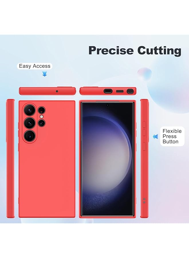 إيروريكس جراب TPU مرن ناعم مع بطانة ناعمة بلون غير لامع مع حماية للكاميرا متوافق مع Samsung Galaxy S23 Ultra أحمر - Image 4