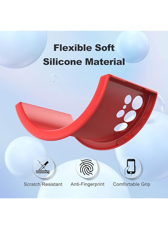 إيروريكس جراب TPU مرن ناعم مع بطانة ناعمة بلون غير لامع مع حماية للكاميرا متوافق مع Samsung Galaxy S23 Ultra أحمر - Image 3