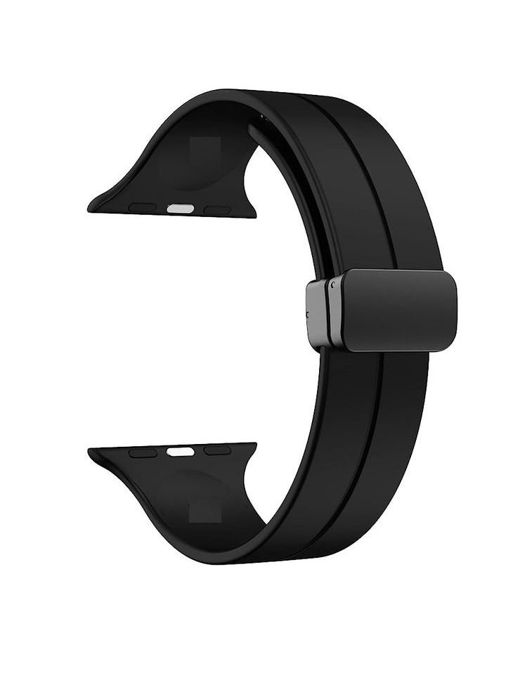 لساعة  ابل واتش 42/44 ملم  سيريس6 - سوار رياضي بديل من السيليكون بمشبك مغناطيسي على شكل D - أسود - Image 1