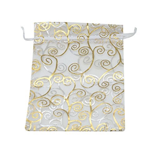 SUNGULF 50pcs Organza Pouch Bag Drawstring 5x7 13x18cm Strong Gift Candy Bag Jewelry Party Wedding Favor Gold Silver - Image 1