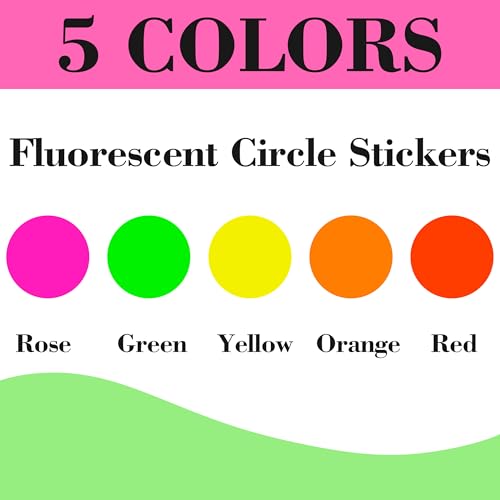 YSHIHE Dot Stickers 3/4 Inch Fluorescent Circle Sticker 1400pcs Round Writable Colored Sticker Neon Color Coding Labels in 5 Colors Garage Sale Stickers for Office Market Sale - Image 4