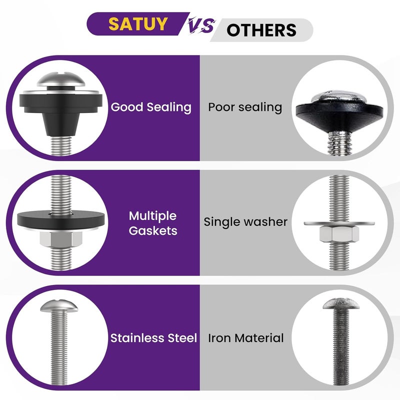 Catuy 4 Pcs Universal Toilet Tank to Bowl Bolts Kit, Heavy Duty Stainless Steel Toilet Tank Bolts with Stainless and Rubber Washers Gasket for Toilet Mounting and Repair - Image 5