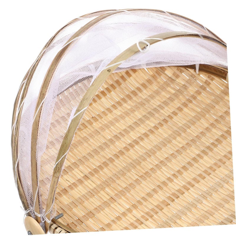 Wicker Picnic Basket With Lid Storage Bowl For BBQ Fruit Bread - Image 4