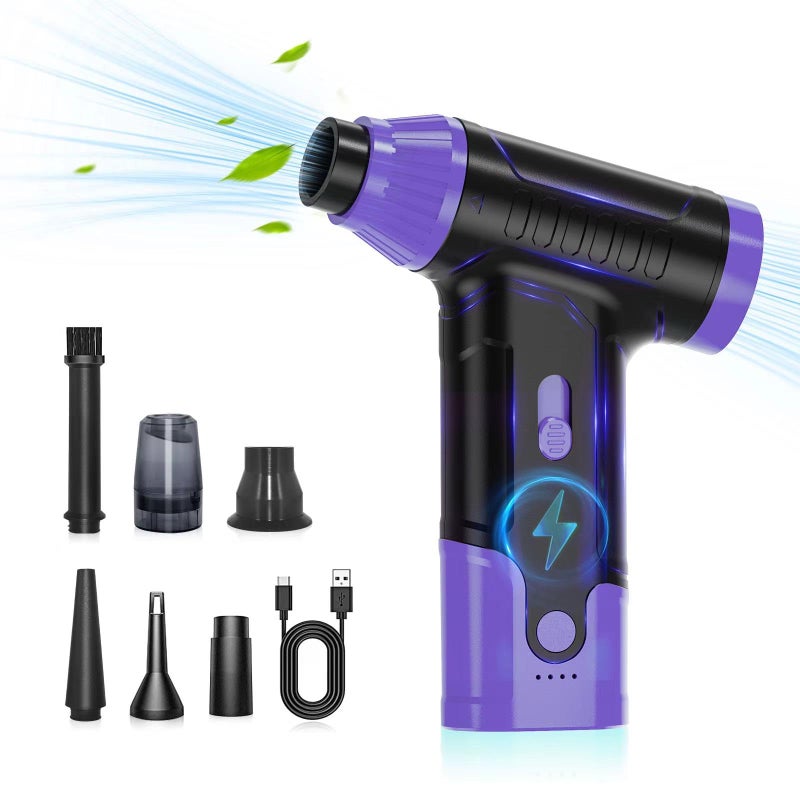 Anraye Compressed Air Duster Keyboard Cleaner - Electric Air Blower Cleaning Kit 150,000 RPM Mini Duster Spray for Dusting PC, Car, and Vacuum (Purple) - Image 1