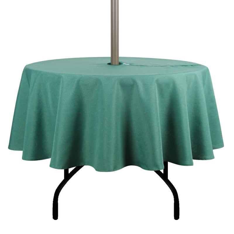youngseahome Outdoor Tablecloth WrinkleFree Stain Resistant Waterproof Polyester Fabric Table Cover with Zipper Umbrella Hole for PicnicPartyDinnerPatio Garden70inch RoundZipperedGreen