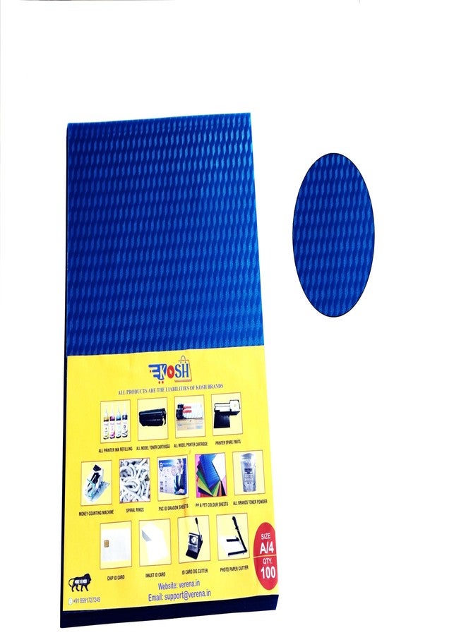 Kosh أوراق تجليد الكتب الحلزونية من مادة PVC من كوش، مقاس A/4 (مجموعة من 100 ورقة، لون أزرق) - Image 1