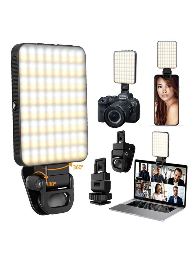 ضوء حلقة LED أسود قابل لإعادة الشحن مرفاق مغناطيسي USB 2000 ملي أمبير 3 أوضاع للهاتف - Image 1