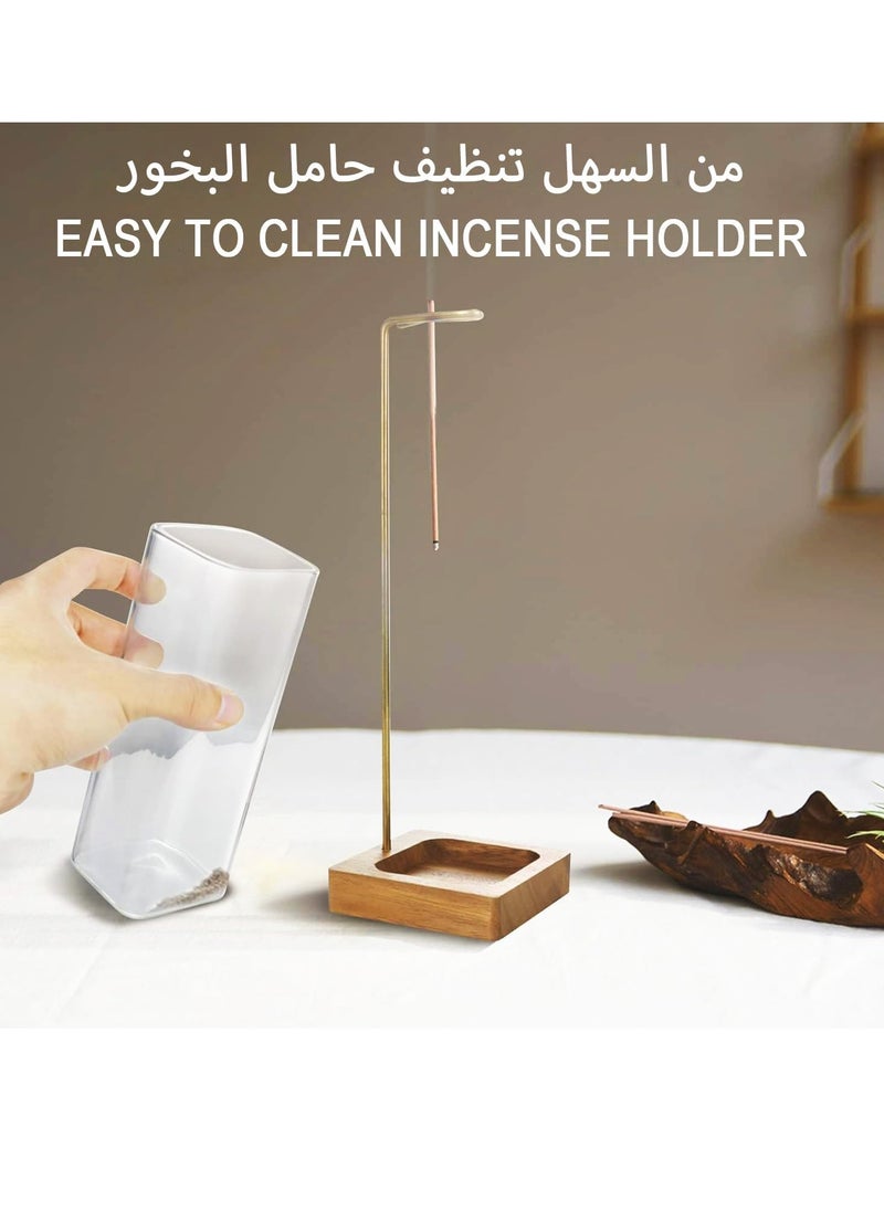 XiuWoo Modern Design Wooden Clear Mess-Free Incense Holder, Incense Stick Burner with Removable Glass Ash Catcher for Yoga Spa Mediation and Home Relaxation  - Image 2