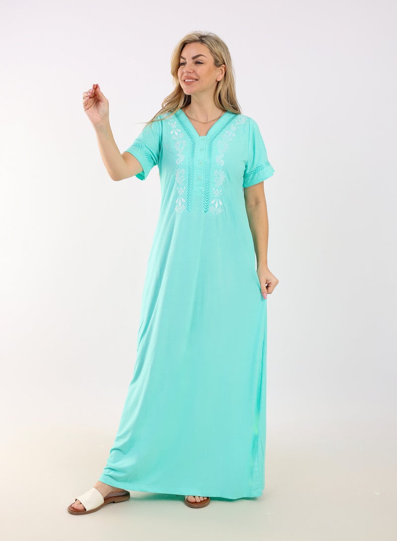 zecotex  Summer Maxi Abaya |  Embroidered Long Dress | Elegant Long Sleeves | Viscose Maxi Dress | Lightweight Fabric for Maximum Comfort | Women's Loungewear  - Image 2