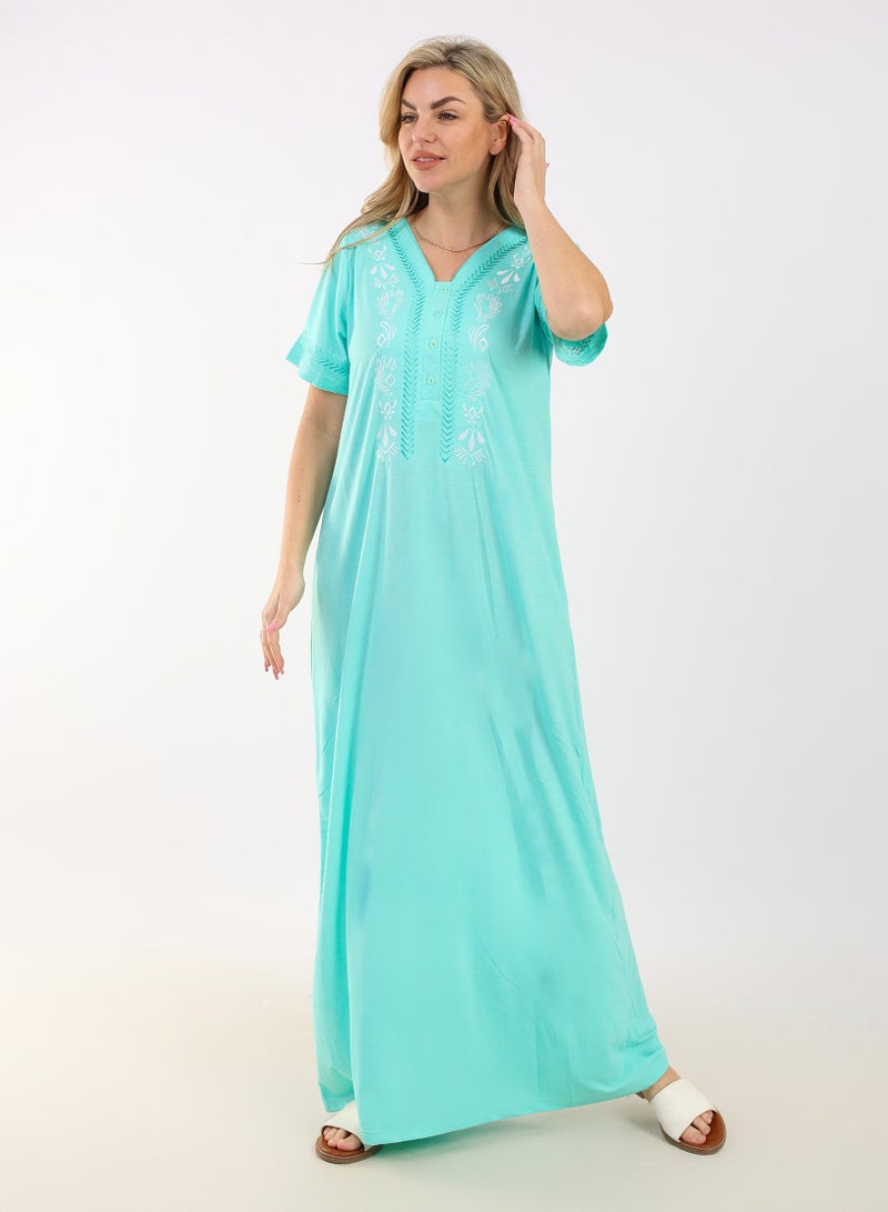 zecotex  Summer Maxi Abaya |  Embroidered Long Dress | Elegant Long Sleeves | Viscose Maxi Dress | Lightweight Fabric for Maximum Comfort | Women's Loungewear  - Image 3