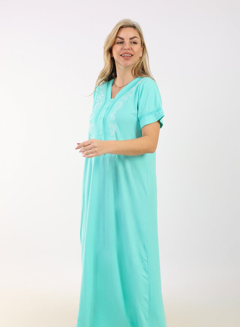 zecotex  Summer Maxi Abaya |  Embroidered Long Dress | Elegant Long Sleeves | Viscose Maxi Dress | Lightweight Fabric for Maximum Comfort | Women's Loungewear  - Image 4