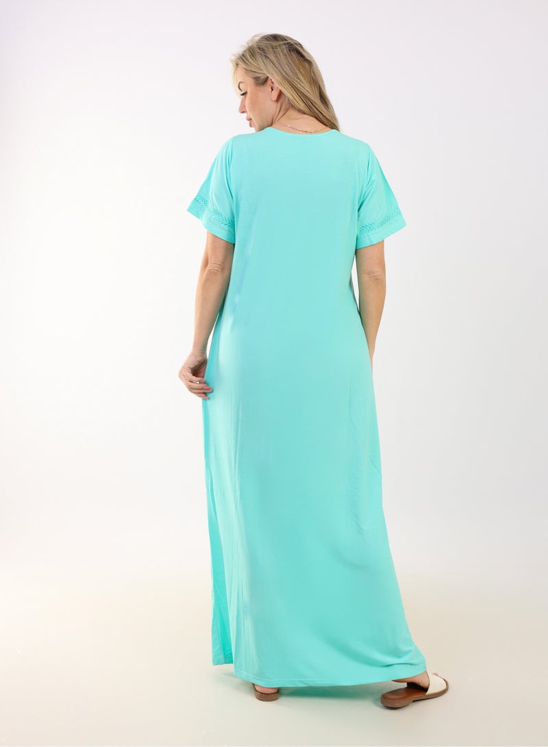 zecotex  Summer Maxi Abaya |  Embroidered Long Dress | Elegant Long Sleeves | Viscose Maxi Dress | Lightweight Fabric for Maximum Comfort | Women's Loungewear  - Image 5