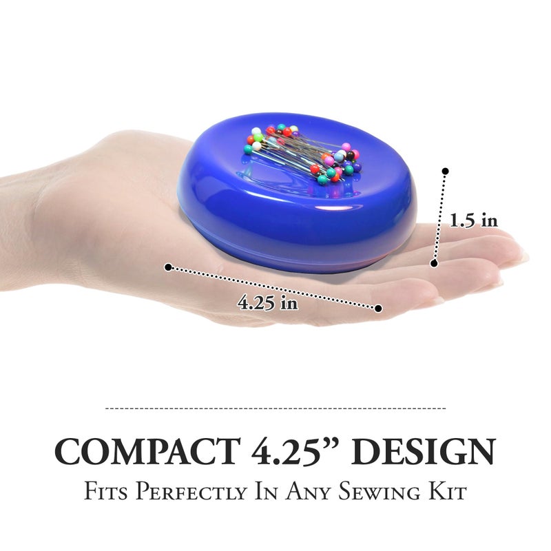 Grabbit Magnetic Sewing Pincushion with 50 Plastic Head Pins â€“ Magnet Pin Organizer for Quilting, Embroidery, Needles, Bobby Pins, & Craft Storage, Blue - Image 5